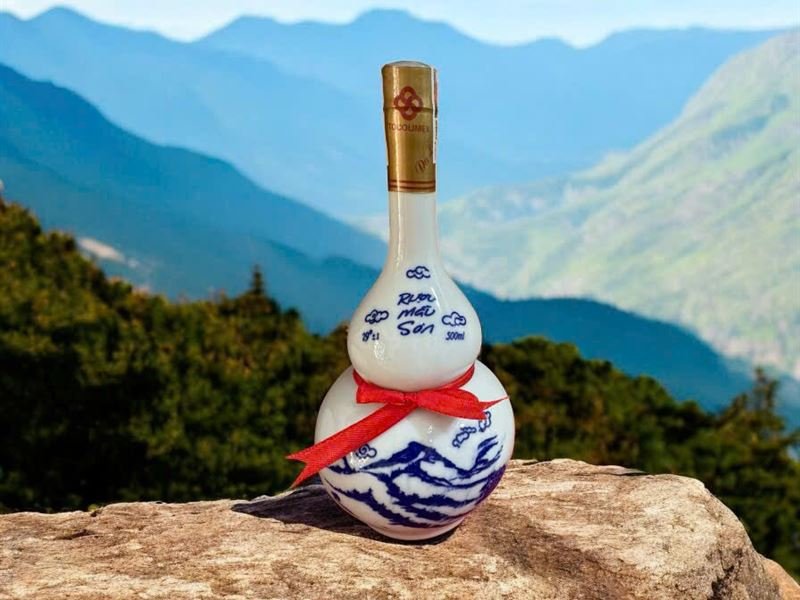 A bottle of Mẫu Sơn wine